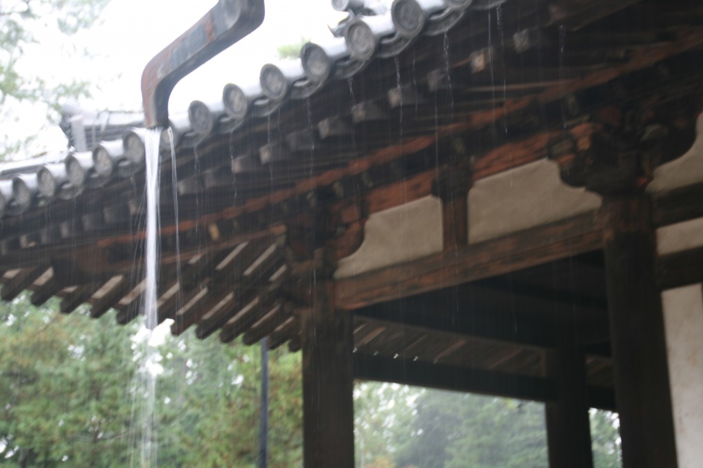 雨の法隆寺
